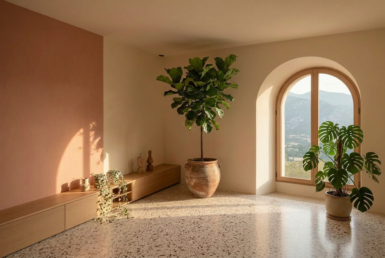 Intérieur d'une maison rénovée par Calanca, mur bleu Klein.