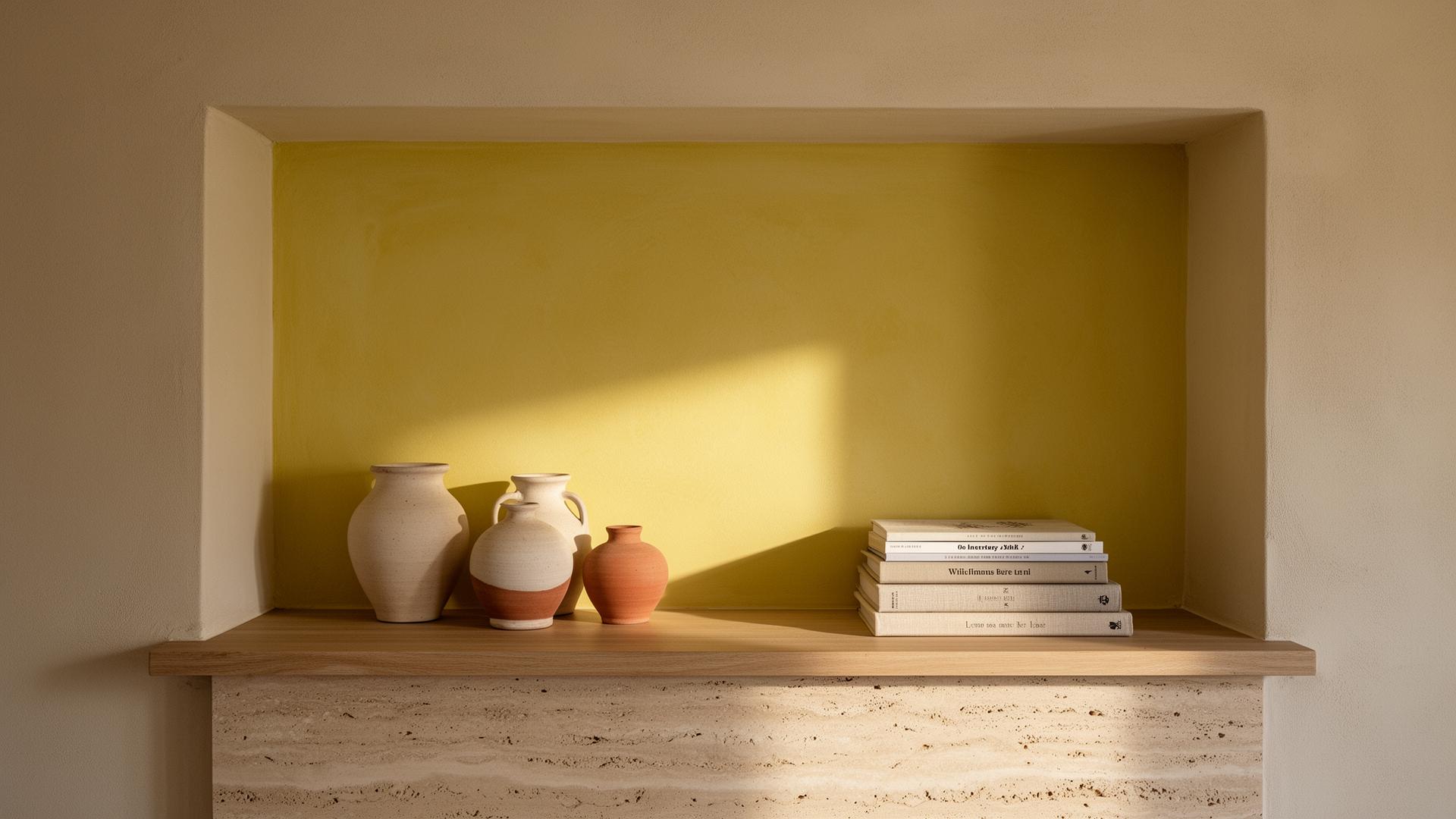 Niche jaune beurre, céramique chinée